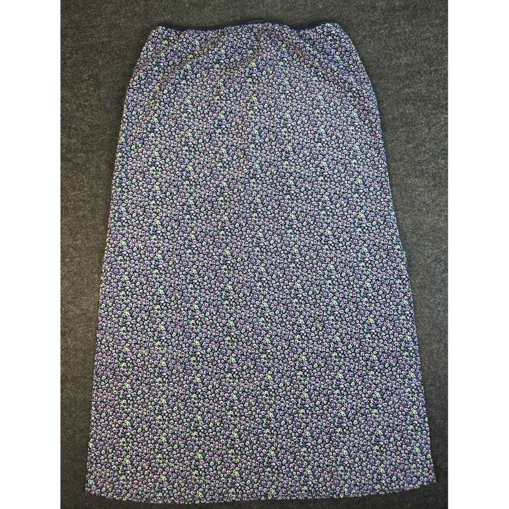 90s Vintage Blue Women's Navy Floral Maxi Skirt Cottage Core Size 13